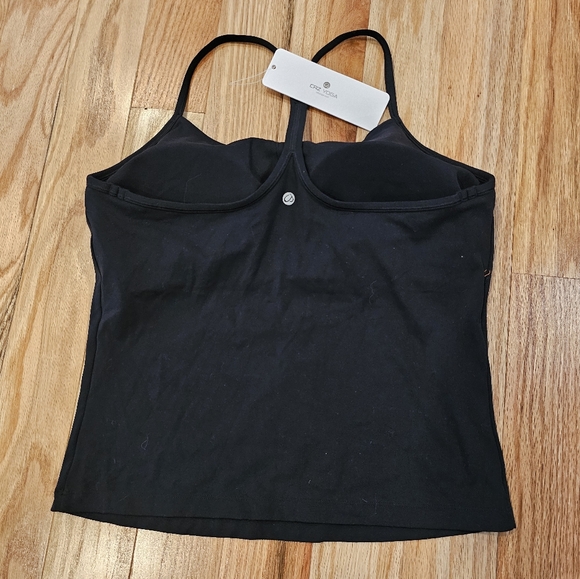 CRZ YOGA Scoop Neck Spaghetti Strap Padded Slim Camisole Tank, Black, Sz XL - Picture 5 of 7